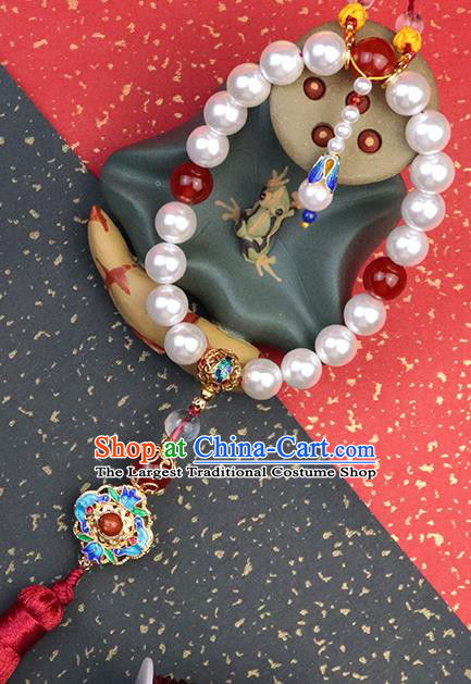 Traditional Chinese Handmade Beads Tassel Brooch Hanfu Breastpin Jewelry Accessories for Women