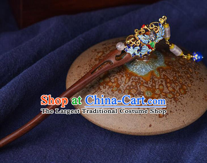 Traditional Chinese Hanfu Blueing Phoenix Ebony Hair Clip Ancient Court Princess Hairpins Hair Accessories for Kids