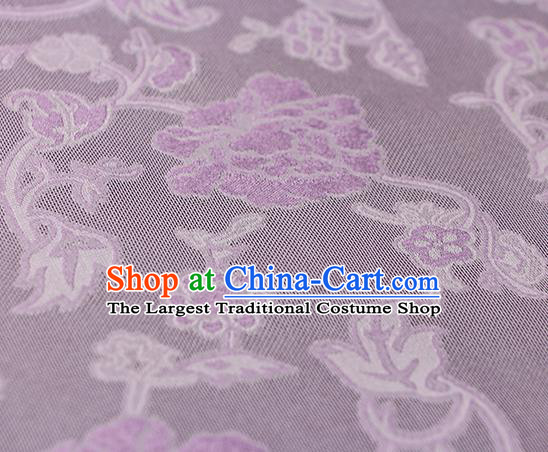 Traditional Chinese Classical Twine Peony Pattern Purple Silk Fabric Ancient Hanfu Dress Silk Cloth