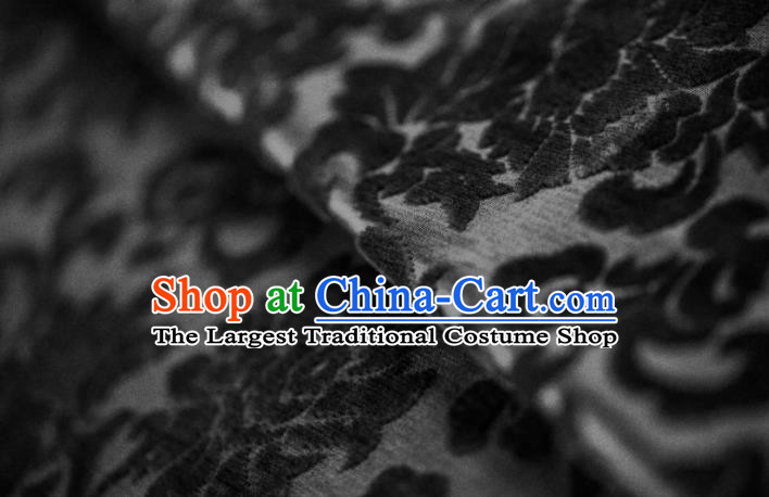 Traditional Chinese Classical Pattern Black Pleuche Fabric Ancient Hanfu Cheongsam Velvet Cloth