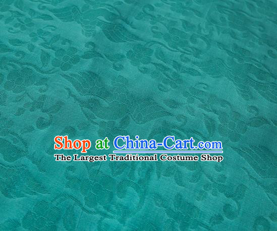 Traditional Chinese Classical Flower Birds Pattern Design Green Silk Fabric Ancient Hanfu Dress Silk Cloth