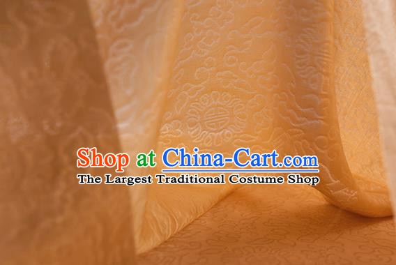 Traditional Chinese Classical Auspicious Pattern Design Orange Silk Fabric Ancient Hanfu Dress Silk Cloth