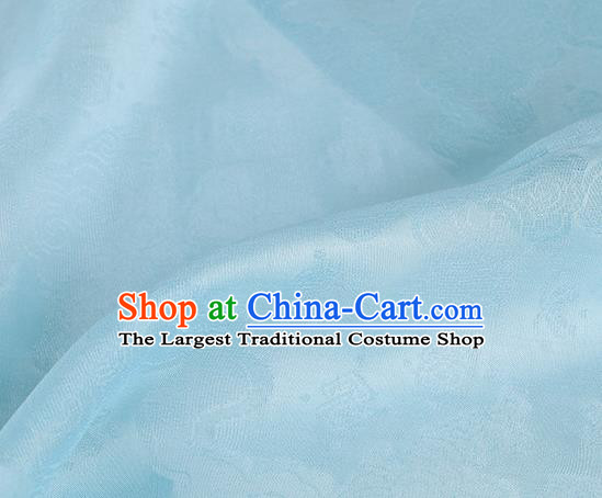 Traditional Chinese Classical Auspicious Cloud Pattern Design Light Blue Silk Fabric Ancient Hanfu Dress Silk Cloth