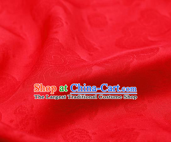 Traditional Chinese Classical Auspicious Cloud Pattern Design Red Silk Fabric Ancient Hanfu Dress Silk Cloth