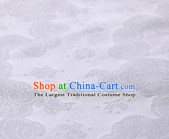 Traditional Chinese Classical Auspicious Cloud Pattern Design White Silk Fabric Ancient Hanfu Dress Silk Cloth