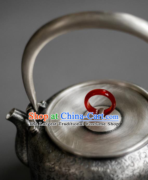 Traditional Chinese Handmade Kung Fu Teapot Silver Carving Teapot