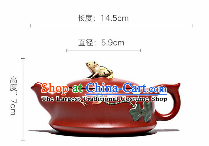 Traditional Chinese Handmade Kung Fu Zisha Teapot Carving Lotus Red Clay Pottery Teapot