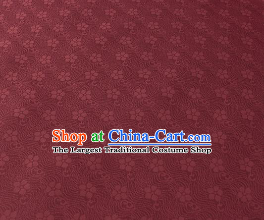 Traditional Chinese Wine Red Silk Fabric Classical Plum Blossom Pattern Silk Cloth