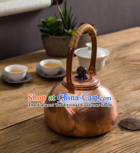 Traditional Chinese Handmade Kung Fu Copper Pot Red Copper Carving Teapot