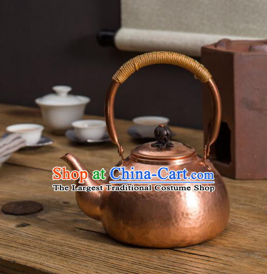 Traditional Chinese Handmade Kung Fu Copper Pot Red Copper Carving Teapot