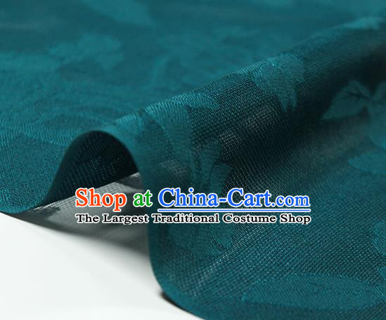 Traditional Chinese Classical Autumn Flowers Pattern Peacock Green Silk Fabric Ancient Hanfu Dress Silk Cloth