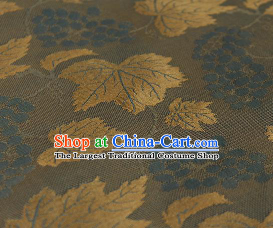 Traditional Chinese Classical Twine Grape Pattern Brown Silk Fabric Ancient Hanfu Dress Silk Cloth