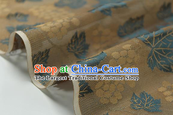 Traditional Chinese Classical Twine Grape Pattern Brown Silk Fabric Ancient Hanfu Dress Silk Cloth