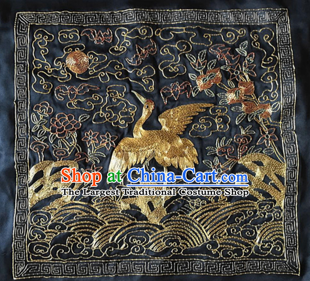 Traditional Qing Dynasty Style Officer Bu Zi Crane Embroidery Arts