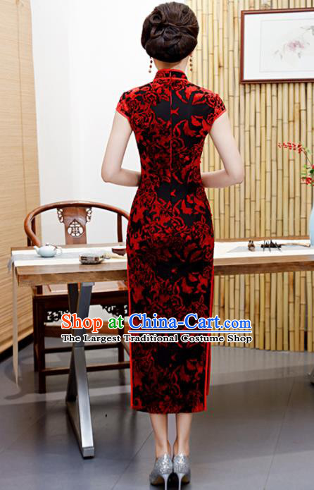 Traditional Chinese Classical Velvet Cheongsam National Costume Tang Suit Qipao Dress for Women