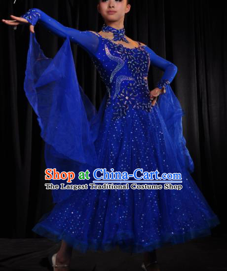Professional Modern Dance Costume Ballroom Dance Waltz Stage Show Royalblue Dress for Women