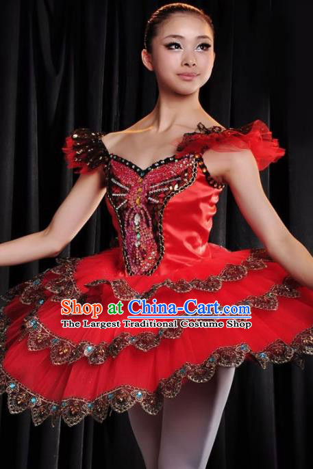 Professional Modern Dance Costume Ballroom Dance Ballet Stage Show Red Dress for Women