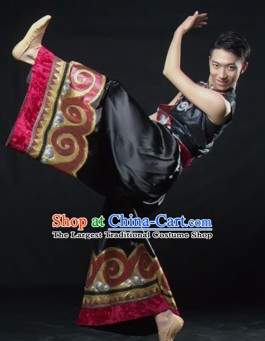 Chinese Traditional Yi Nationality Dance Costume Ethnic Folk Dance Stage Show Clothing for Men