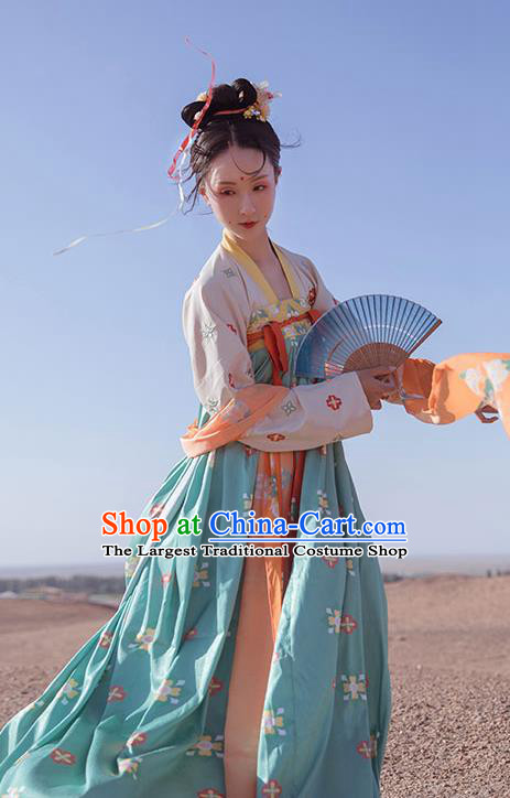 Chinese Tang Dynasty Court Princess Consort Green Hanfu Dress Traditional Ancient Infanta Costumes for Women