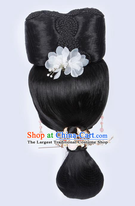 Chinese Traditional Qing Dynasty Princess Wigs and Hairpins Ancient Imperial Concubine Hair Accessories for Women