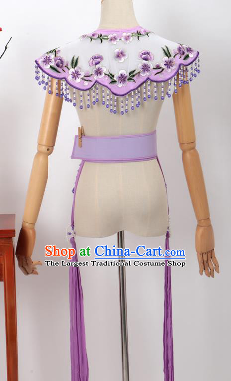 Chinese Traditional Beijing Opera Diva Accessories Purple Shoulder Cape and Belt for Women