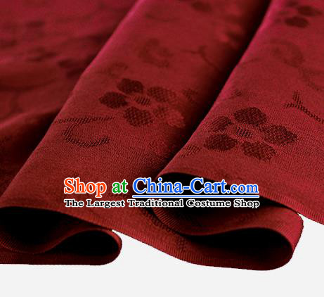 Traditional Chinese Classical Cherry Blossom Pattern Design Wine Red Silk Fabric Ancient Hanfu Dress Silk Cloth