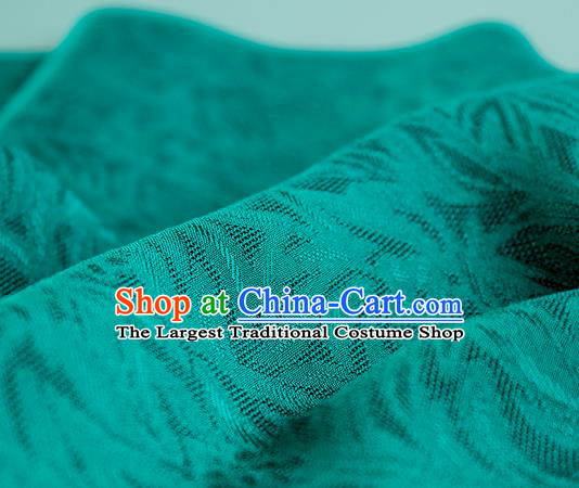 Traditional Chinese Classical Rohdea Pattern Design Green Silk Fabric Ancient Hanfu Dress Silk Cloth