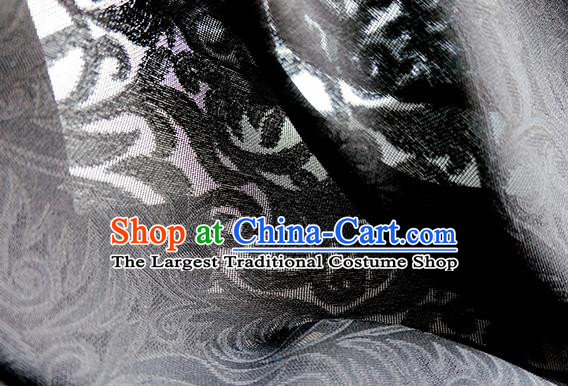 Traditional Chinese Classical Phoenix Flower Pattern Design Black Silk Fabric Ancient Hanfu Dress Silk Cloth