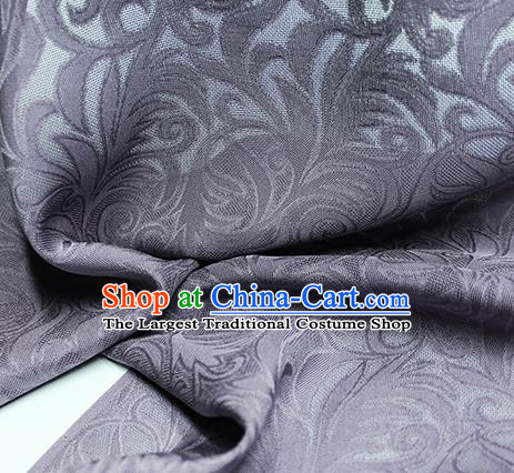Traditional Chinese Classical Phoenix Flower Pattern Design Purple Silk Fabric Ancient Hanfu Dress Silk Cloth