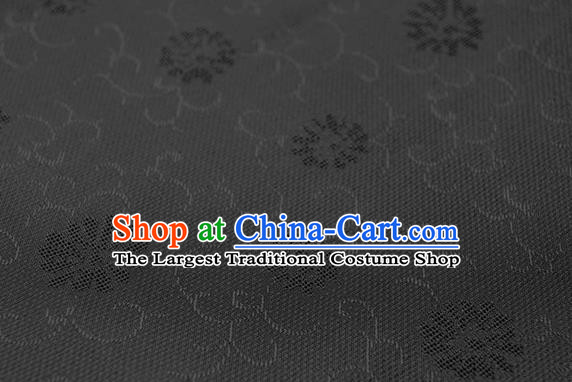 Traditional Chinese Classical Daisy Pattern Design Ash Black Silk Fabric Ancient Hanfu Dress Silk Cloth