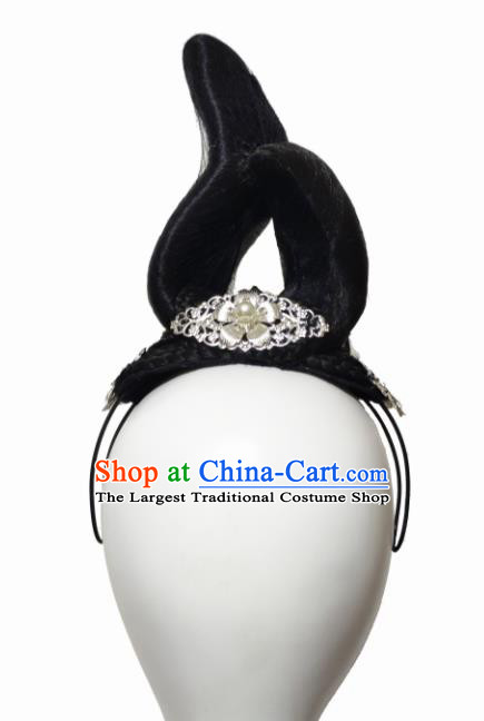 Chinese Traditional Classical Dance Ru Yi Niang Hair Accessories Fan Dance Wig Chignon Headdress for Women