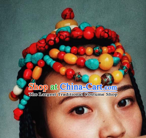 Chinese Traditional Zang Ethnic Nobility Princess Hair Clasp Hair Accessories Tibetan Nationality Headwear for Women