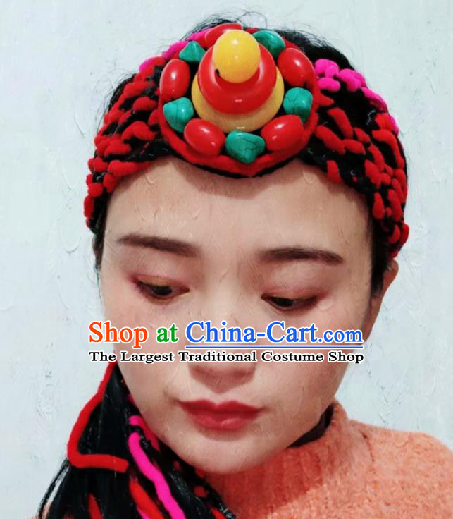 Chinese Traditional Zang Ethnic Knit Hair Clasp Hair Accessories Tibetan Nationality Headwear for Women