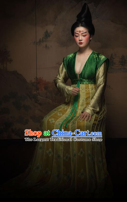 Chinese Ancient Tang Dynasty Court Maid Silk Hanfu Dress Traditional Palace Lady Replica Costume for Women