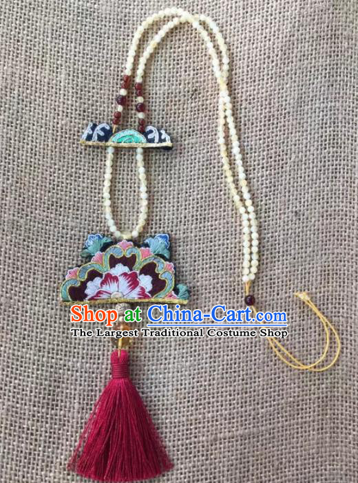 Chinese Traditional Ethnic Embroidered Necklet Accessories Nationality Tassel Necklace for Women