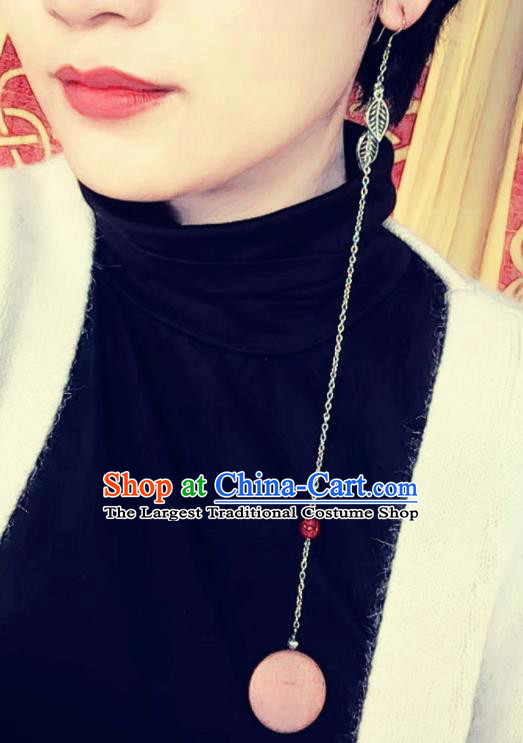 Chinese Traditional Ethnic Ear Accessories Nationality Silver Tassel Earrings for Women