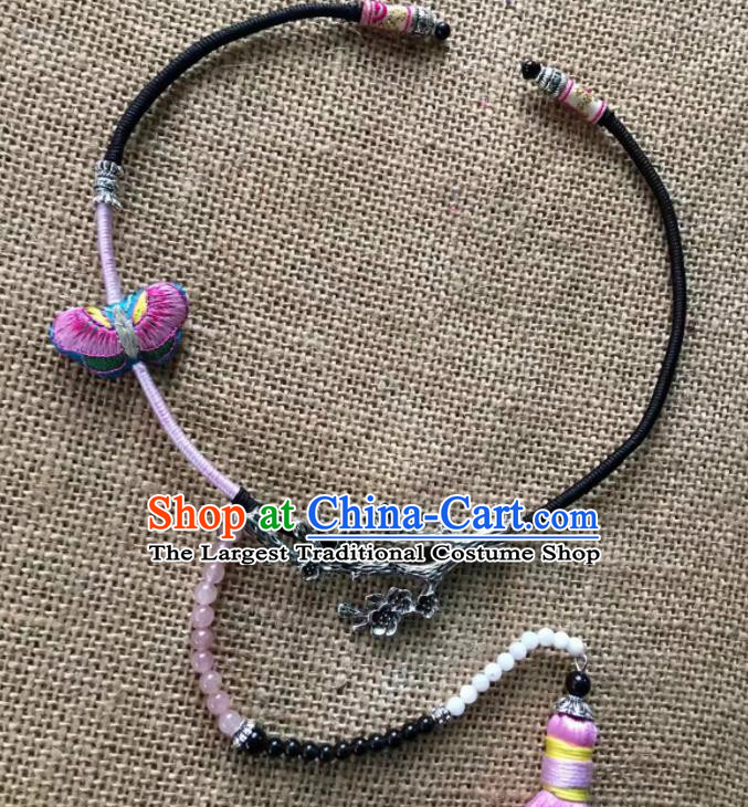 Chinese Traditional Ethnic Butterfly Necklet Accessories Nationality Tassel Necklace for Women