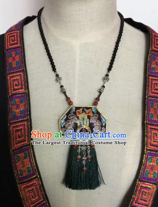 Chinese Traditional Ethnic Embroidered Butterfly Necklace Accessories Nationality Tassel Necklet for Women