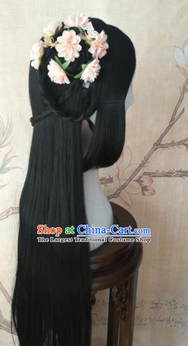 Chinese Traditional Cosplay Song Dynasty Princess Wigs Ancient Palace Lady Wig Sheath Hair Accessories for Women