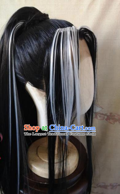 mens black ponytail wig