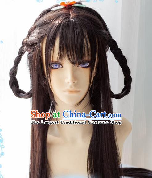 Chinese Traditional Cosplay Peri Princess Wigs Ancient Swordswoman Wig Sheath Hair Accessories for Women