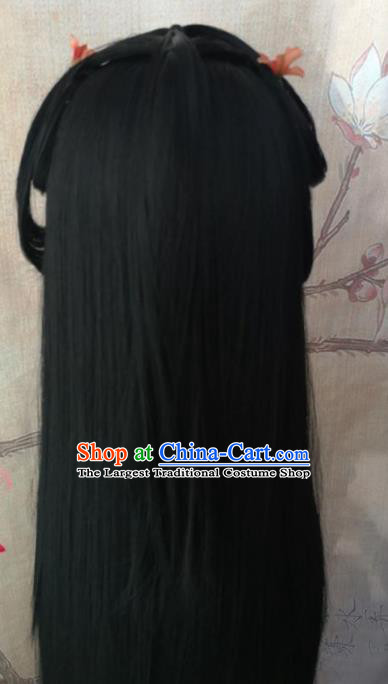 Chinese Traditional Cosplay Dragon Oath Wang Yuyan Wigs Ancient Swordswoman Wig Sheath Hair Accessories for Women