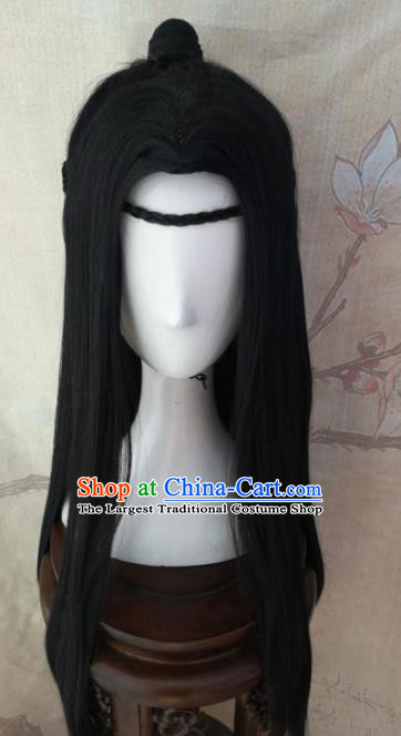 Traditional Chinese Cosplay Nobility Childe Swordsman Wigs Ancient Prince Wig Sheath Hair Accessories for Men