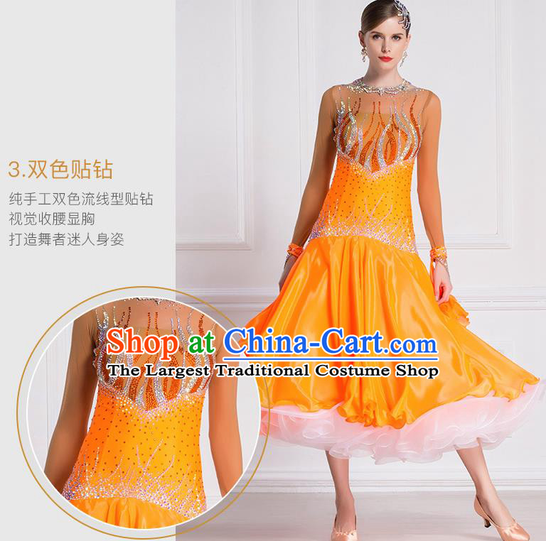 Top Grade Waltz Dance Orange Dress Ballroom Dance Modern Dance International Dance Costume for Women