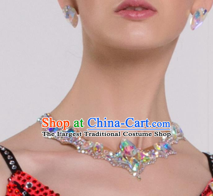Handmade Latin Dance Competition Crystal Necklace International Rumba Dance Accessories for Women