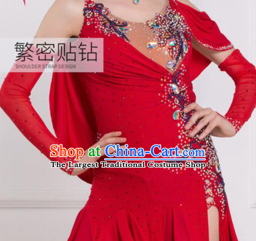 Professional Latin Dance Competition Red Short Dress Modern Dance International Rumba Dance Costume for Women