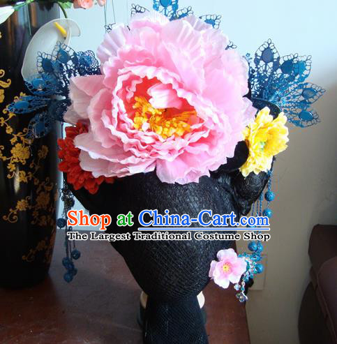Chinese Beijing Opera Imperial Consort Phoenix Headgear Traditional Peking Opera Wig Sheath and Hair Accessories for Women