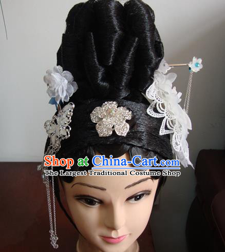 Chinese Beijing Opera Actress Headgear Traditional Peking Opera Wig Sheath and Hair Accessories for Women