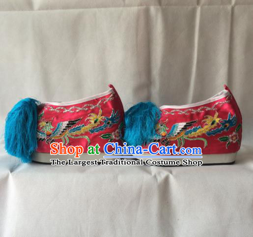 Chinese Beijing Opera Princess Pink Shoes Traditional Peking Opera Diva Embroidered Shoes for Women