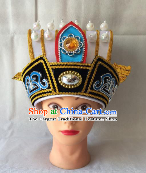 Chinese Beijing Opera Royal Highness White Hat Traditional Peking Opera Minister Headwear for Men